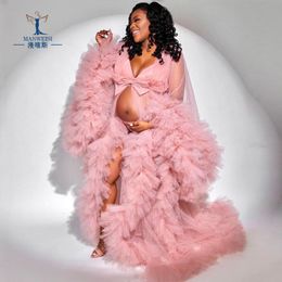 Party Dresses Unique Prom Custom Made Tulle Maternity Robes Women Poshoot Evening Gowns Fluffy Tiered Robe Formal Dress 221128