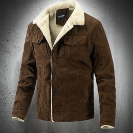 Mens Jackets Autumn Winter Fashion Fleece Lined Warm Casual Coat Streetwear Turndown Collar Fur Bomber Clothing 221129