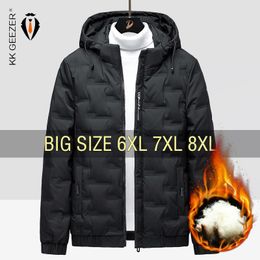 Mens Down Parkas Winter Jackets Hoodie Windbreak Plus Size 6XL 7XL 8XL Oversize Black Warm Coats Loose Male Zipper Waterproof Padded 221129