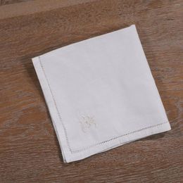 Table Napkin N086 Ivory Ramie Cotton 12pieces 16"x16" Embroidery Ladder Hemstitch Dinner Napkins