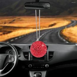 Interior Decorations Car Pendants Red Rhinestone Ball Full Diamond Drilling Originality Auto Fashion Rearview Mirror Hanging Ornaments