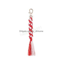 Key Rings Fashion Woven Keychain Pendant Creative Corn String Tassel Keychains Lage Decoration Key Chain Diy Gift Keyring Drop Deliv Dhupn