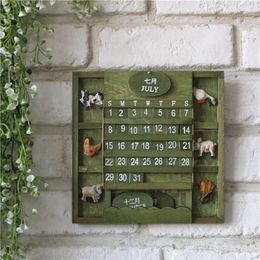 Decorative Objects Figurines Creative Rustic Shabby Chic Style Wall Hanging Wooden Adjustable Cubes Perpetual Calendar Desk Calendar For DIY Decor 221129