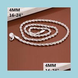 Chains Plated Sterling Sier Necklace 4Mm Men Ed Rope Chains 16 18 20 22 24 Inches 925 Plate Necklaces Drop Delivery Jewelry P Dhgarden Dhttv