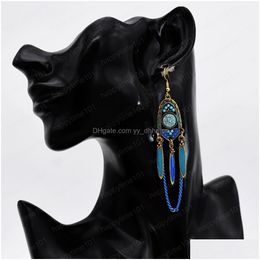 Dangle Chandelier Retro Style With Beads Long Chain Link Tassel Dangle Earrings For Woman Charms Jewellery Wedding Gift Drop Delivery Dhiyo