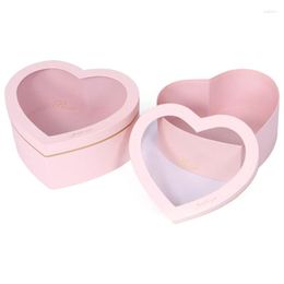 Gift Wrap 2pcs Heart Shaped Flower Box Floral Boxes With Transparent Window Lids Luxury Style Arrangements Valentines Day X37B