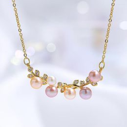 Pendant Necklaces Necklace For Women On The Neck Colourful Natural Freshwater Pearl Jewelry Sweater Chain Femme Party Present