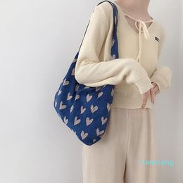 Evening Bags Youda Women's Love Pattern Corduroy Shoulder Bag Retro Beautiful Handbag Book Shopping For Girls