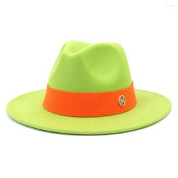 Berets Summer Fedora Wide Brim Orange Red Ribbon Letter Drill Straight Edge Jazz Top Hat For Woman Panama Man Sombreros De Muje