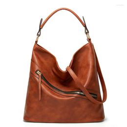 Evening Bags Women Bag Oil Wax Leather Handbags Luxury Lady Hand With Purse Pocket Vintage Large Messenger Big Tote