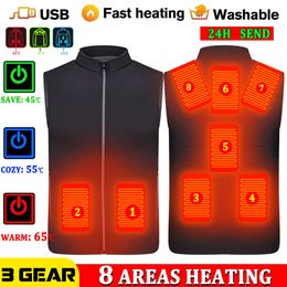 Mens Vests Winter 8 Heating Areas Men Smart Warm Electric Thermal Cloth Waistcoat Hiking Outdoor USB Infrared Vest Jacket 221129