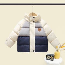 Down Coat Winter Children's Down Jacket Boy Coat Zipper Girls Clothing Stand Collar Baby Thickened Cotton Clothes Bread Kids Tops 221128