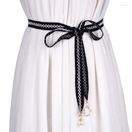 Belts Lace Black For Women Belt Ladies Knotted Thin Waist Chain With Skirt Rystal Pendant PD25