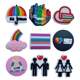 Christmas Decorations Mix 50PCS PVC Cartoon Fridge Magnets Colourful Be Proud Umbrella Hands Rainbow Pride Love Is Love Refrigerator Magnetic Sticker 221129