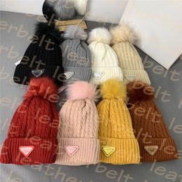 Thick Wool Hat Women Winter Hats Outdoor Warm Cashmere Knitted Caps Letter Triangle Badage Beanie
