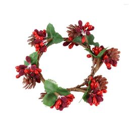 Decorative Flowers Artificial Red Berry Ring Candle Garland Decoration Simulation Wreath Simple Fashion 6 Pack Halloween Christmas Ornaments