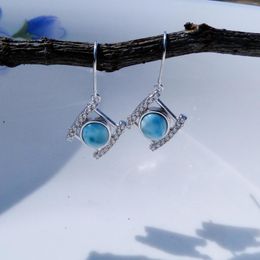 Dangle Earrings Arrival 925 Sterling Silver Natural Dominica Larimar Drop For Women Gift