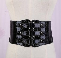 Kostymtillbehör Ny metallpunknitbälten Slim Corset Women Cummerbund Strap Belt Midje Kvinnliga klädtillbehör