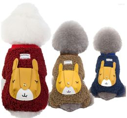 Dog Apparel Clothes Thickening Jumpsuit Winter Pet Puppy Double Faced Velvet Warm Clothing Small Backpack Costume