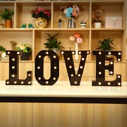 Decorative Objects Figurines 22cm Black Letter Lights LED Glowing Digital Battery Night Light Birthday Wedding Banquet Bedroom Decor 221129