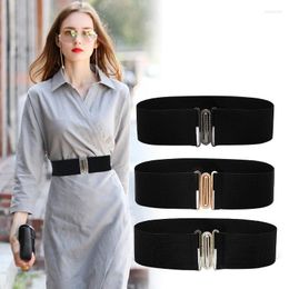 Belts 2022 Fashion Women Waist Belt Gold Buckle Wide Waistband For Ladies Prom Dress Elastic Decoration Slim Bondage Strap