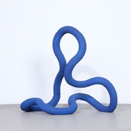 Decorative Objects Figurines IHOME Modern Blue Abstract Curve Line Sculpture Modeling Design Minimalist Home Living Room Office el Desktop Art Layout 221129