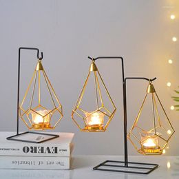 Candle Holders Creative Nordic Iron Holder 3D Geometric Candlestick Hydroponic Table Decoration Hanging Wedding Home Decor