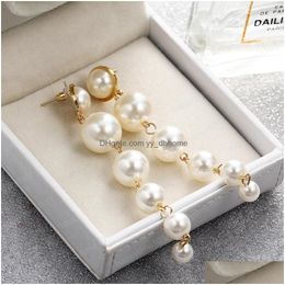 Dangle Chandelier Designer Women Earring Pearl Alloy Dangle Earrings Charm For Party Birthday Year Christmas Gift Drop Delivery Jew Dh76Q