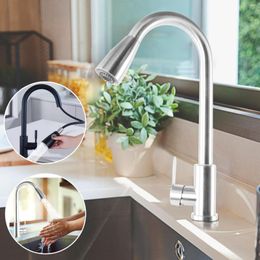 Kitchen Faucets 304 Stainless Steel Sink Cold Mixing Faucet Pull Out Design Spout Tap 360 Rotation