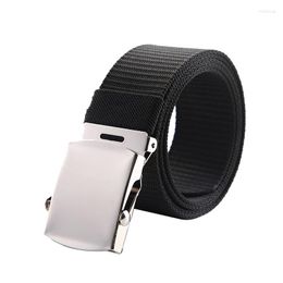 Belts Fashion Simple Men Belt Alloy Smooth Buckle Canvas And Women Casual Jeans Solid Colour Nylon Decorate