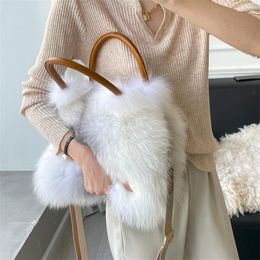 Duffel Bags Super Fire Fur Bag Women Handbag Fashion High-end Simple Whole Real Hair Portable Diagonal Tote