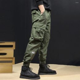 Men's Pants Long Elastic Waist Men Overalls Relaxed Fit Mid Cargo