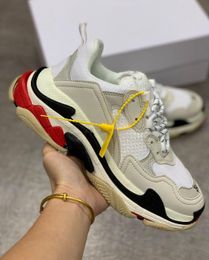 Mens Woman Triple S обувь лодыжка спортивная оптовая цена социальные кроссовки rhyton Quality Leather Light Turse-Up Formal Trainers с оригинальным размером коробки 39-45