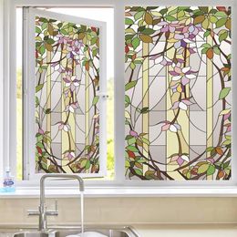 Window Stickers Japanese-style Stained Glass Film Static Cling Sticker Privacy Translucent Opaque Frosted Poster Home Decor