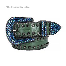 2022 Designer Belt Bb Simon Belt stud bead intarsiato diamante sigillo in vita verde piccolo coccodrillo modello uomo e donna moda miss seller