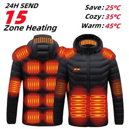 Mens Jackets 15 Area Heated Jacket Men Women Smart Vest Autumn Winter Cycling Warm USB Electric Outdoor Sports Vests For Hunting Ski 221129