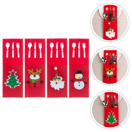 Dinnerware Sets Christmas Cutlery Bag Holder Tableware Pouch Felt Table Cover Xmas Silverware Bags Flatware Santa Gift Setting Decoration