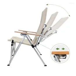 Camp Furniture Three-Speed Adjustable Outdoor Camping Chair Long Back Folding Recliner Garden Picnic Beach Relaxation