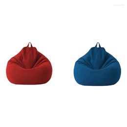 Chair Covers 2X Lazy Sofa Cover Unfilled Linen Recliner Seat Bean Bag Puff Tatami Household Items Red & Blue