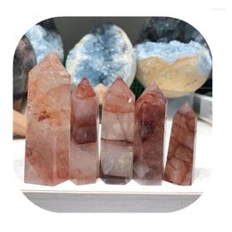 Decorative Figurines Arrivals Crystals Tower Healing Stones Natural Red Fire Quartz Point Wand For Sale1pcs