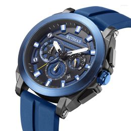 Wristwatches MEGIR RUIMAS Men's Blue Sports Watches Luxury Chronograph Quartz Watch Man Military Waterproof Wristwatch Male Relogios 580