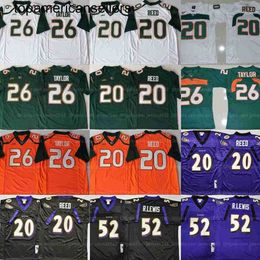 Vintage Football Jersey Sean #26 Taylor Ed #20 Reed Ray #52 Lewis Men's All Stitched White Black Green Orange Purple Jerseys