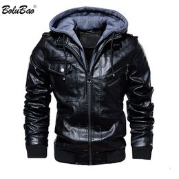 Men's Leather Faux BOLUBAO Fashion Brand Men PU Jackets Winter Comfortable Male Casual Hooded Coat 221128