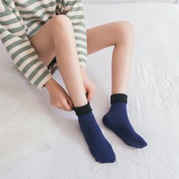 Sports Socks QWIWN Women Velvet Warm Winter Thicken Thermal Soft Wool Cashmere Snow Sport Sock Home Floor Sleeping Boots Solid