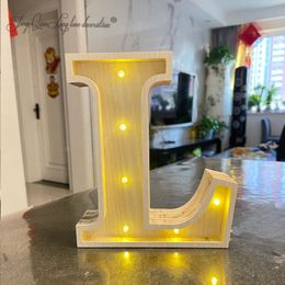 Decorative Objects Figurines wooden Letter LED Lights Wedding Marquee up Names Decor Personalized Name 221129