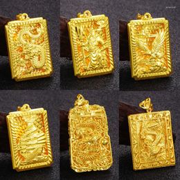 Pendant Necklaces Vietnam Alluvial Gold Buddha Charms 2022 Design Big Square Dragon Pendants For Necklace Making Jewelry Fittings