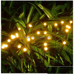 Solar Garden Lights Firefly Outdoor Waterproof Home Cam Park Decoration Warm White Colof Drop Delivery Lighting Dh3Eh