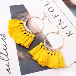 Stud 20 Colors Fashion Womens Bohemian Earrings Stud Long Tassel Fringe Dangle Hook Earring Eardrop Ethnic Jewelry Gift Drop Delivery Dhdxg