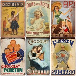 Chocolate Metal Painting Vintage Metal Signs Iron Poster for Party Area Kitchen Shop Restaurant Wall Decor 20cmx30cm Woo