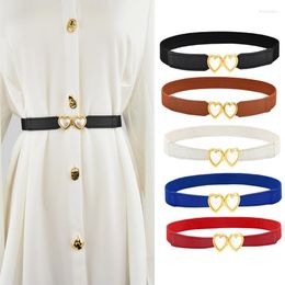 Belts 1Pcs Fashion Women PU Black White Waist Band Thin Buckle Elastic Belt Dress Waistband Apparel Accessories